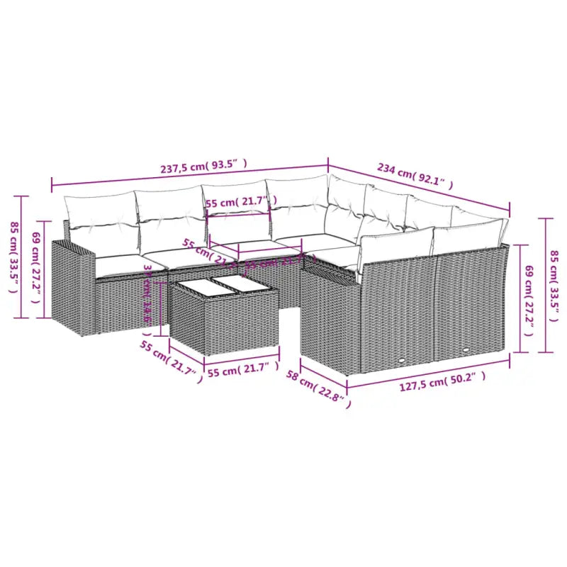 Zwarte loungeset van gepoedercoat staal met perfecte afmetingen voor tuin - Tuinsets