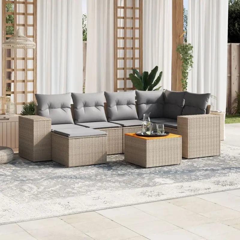 Zwarte loungeset van gepoedercoat staal met perfecte afmetingen for tuin - Beige en grijs - Tuinsets