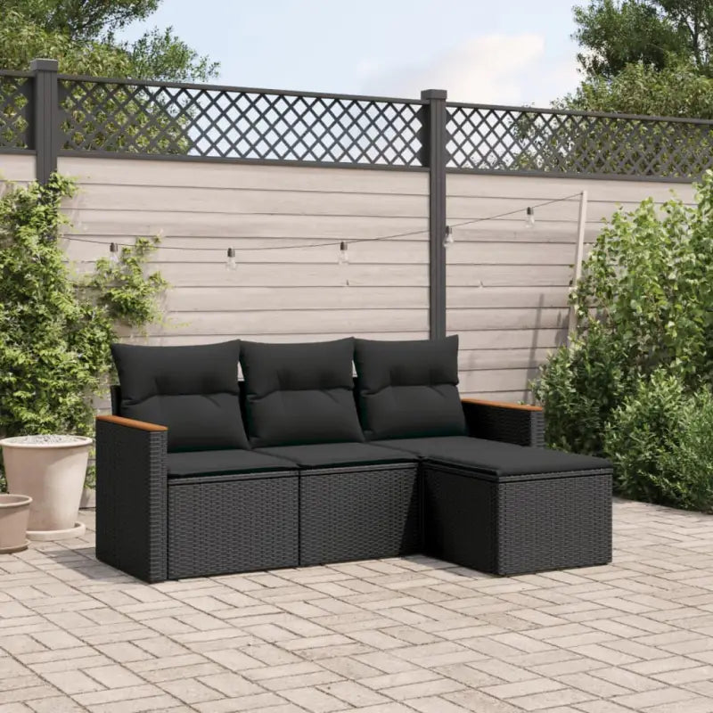 Zwarte loungeset van gepoedercoat staal voor buiten op maat - Zwart / Zonder tafel - Tuinsets