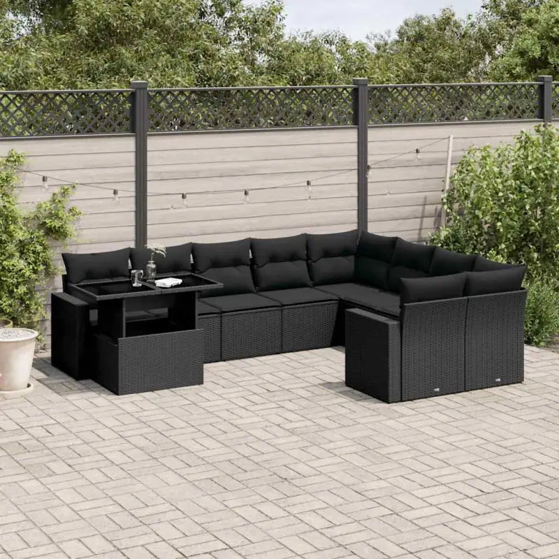 Zwarte loungeset van gepoedercoat staal voor buiten passende afmetingen - Zwart - Tuinsets