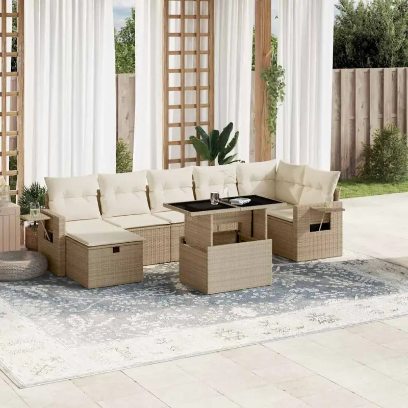 Zwarte loungeset van gepoedercoat staal voor buitenplezier - beige en crèmekleurig / zonder opbergruimte - Tuinsets