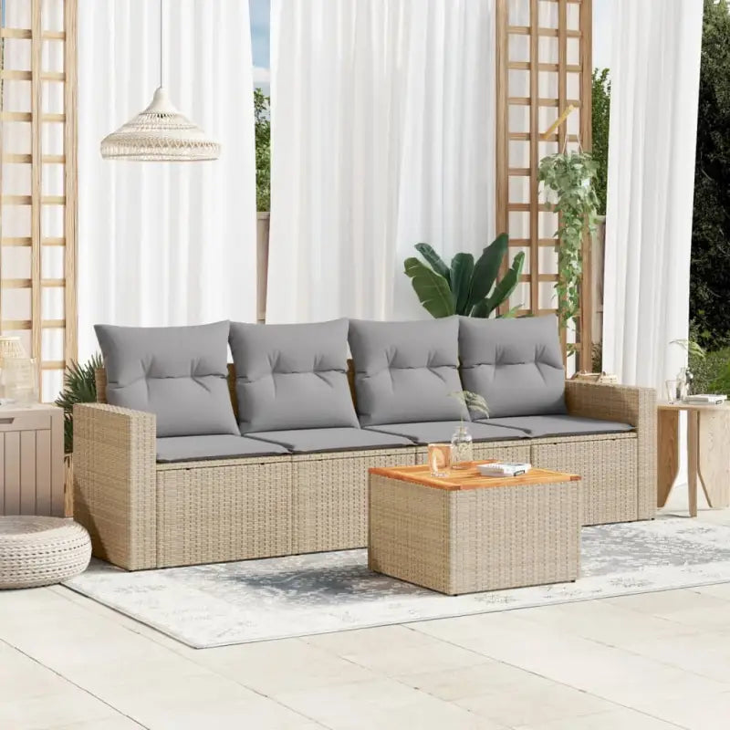 Zwarte loungeset van gepoedercoat staal voor buitenplezier - beige mix en lichtgrijs - Tuinsets