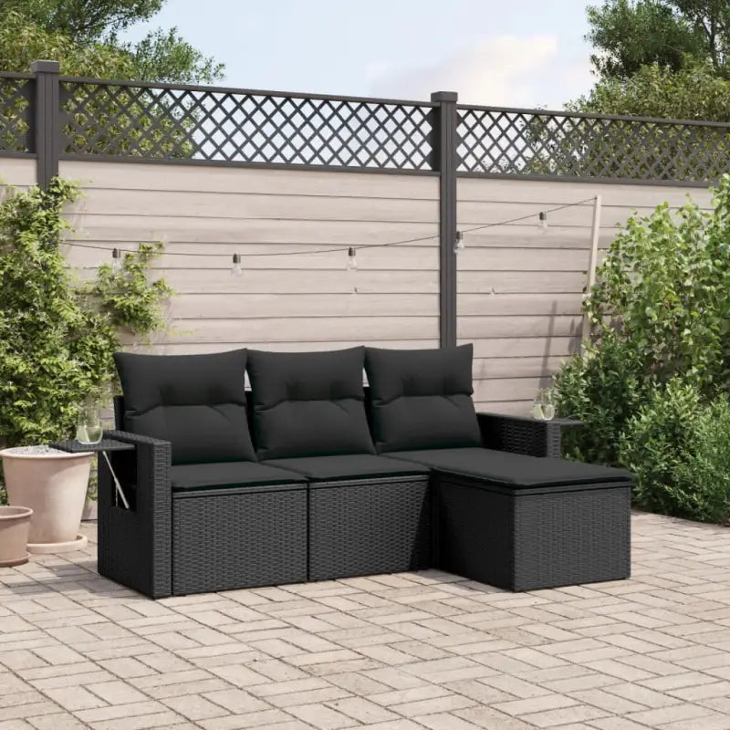 Zwarte loungeset van gepoedercoat staal voor buitenruimte - Tuinsets