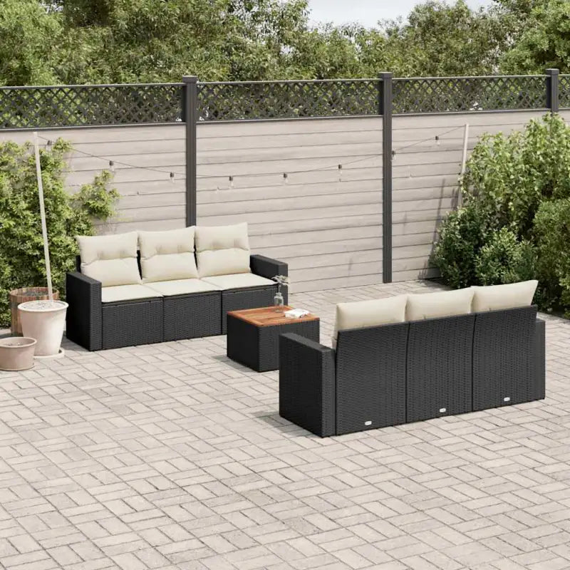 Zwarte loungeset van gepoedercoat staal voor jouw tuin of terras - Zwart en crème - Tuinsets