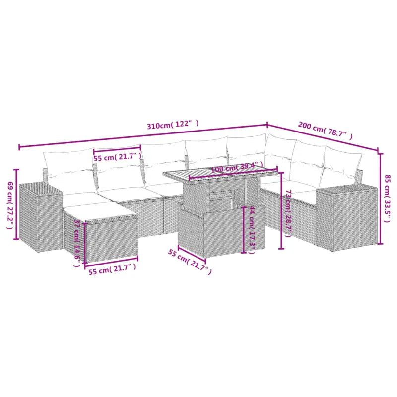 Zwarte loungeset van gepoedercoat staal voor jouw tuin of terras - Tuinsets