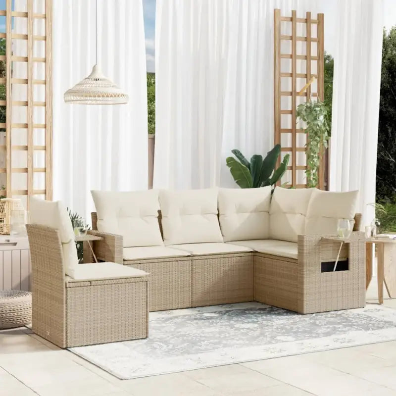Zwarte loungeset van gepoedercoat staal voor tuin en terras - beige en crèmekleurig / Zonder tafel - Tuinsets