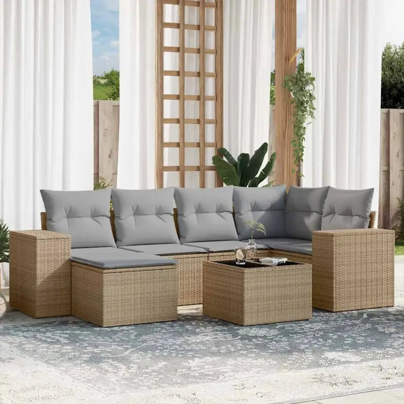 Zwarte loungeset van gepoedercoat staal voor tuin en terras - Beige en grijs / Zonder tafel - Tuinsets