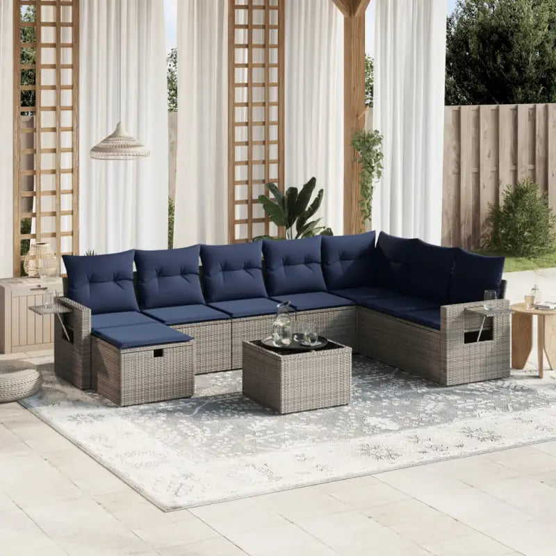 Zwarte loungeset van gepoedercoat staal voor tuin en terras - Grijs / zonder opbergruimte - Tuinsets
