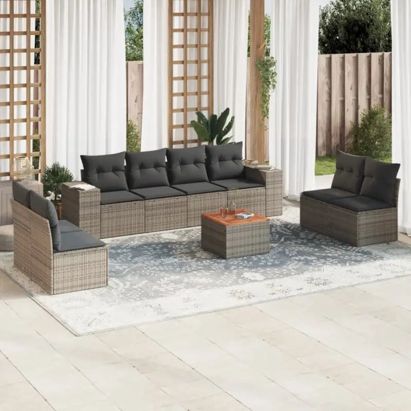 Zwarte Loungeset van gepoedercoat staal voor tuin en terras - Grijs - Tuinsets