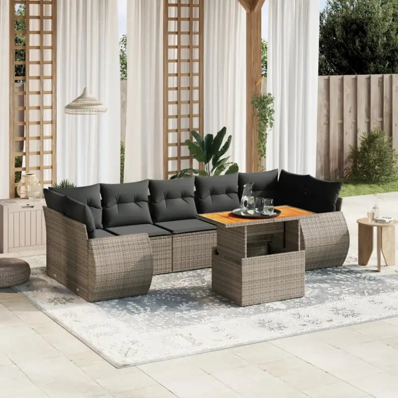 Zwarte loungeset van gepoedercoat staal voor tuin en terras - Grijs / zonder opbergruimte - Tuinsets