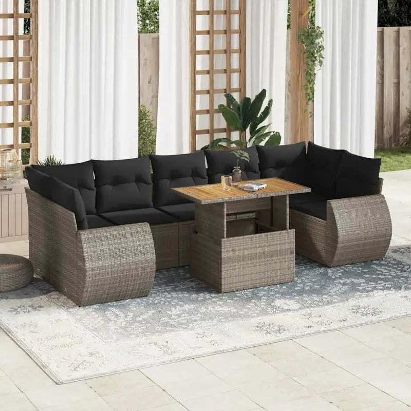Zwarte loungeset van gepoedercoat staal voor tuin en terras - Grijs / met opbergruimte - Tuinsets