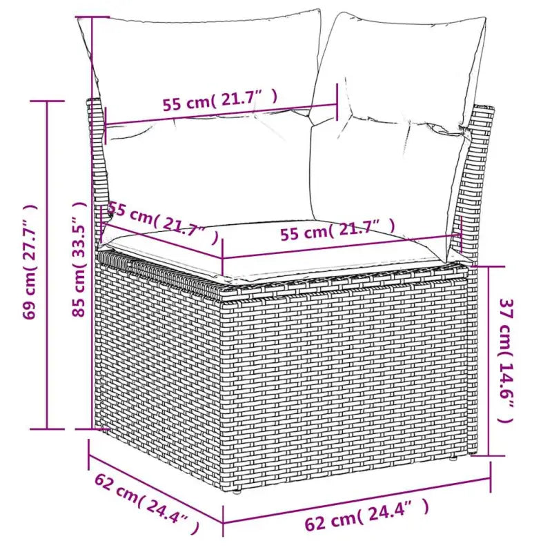 Zwarte loungeset van gepoedercoat staal voor tuin en terras - Tuinsets