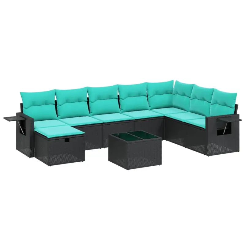 Zwarte loungeset van gepoedercoat staal voor tuin en terras - Tuinsets