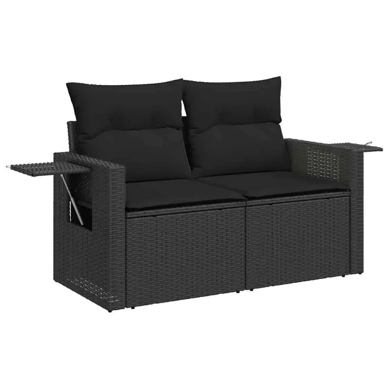 Zwarte loungeset van gepoedercoat staal voor tuin en terras - Tuinsets