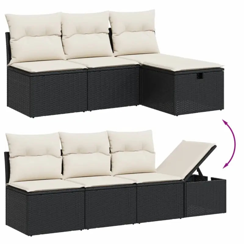 Zwarte loungeset van gepoedercoat staal voor tuin en terras - Tuinsets