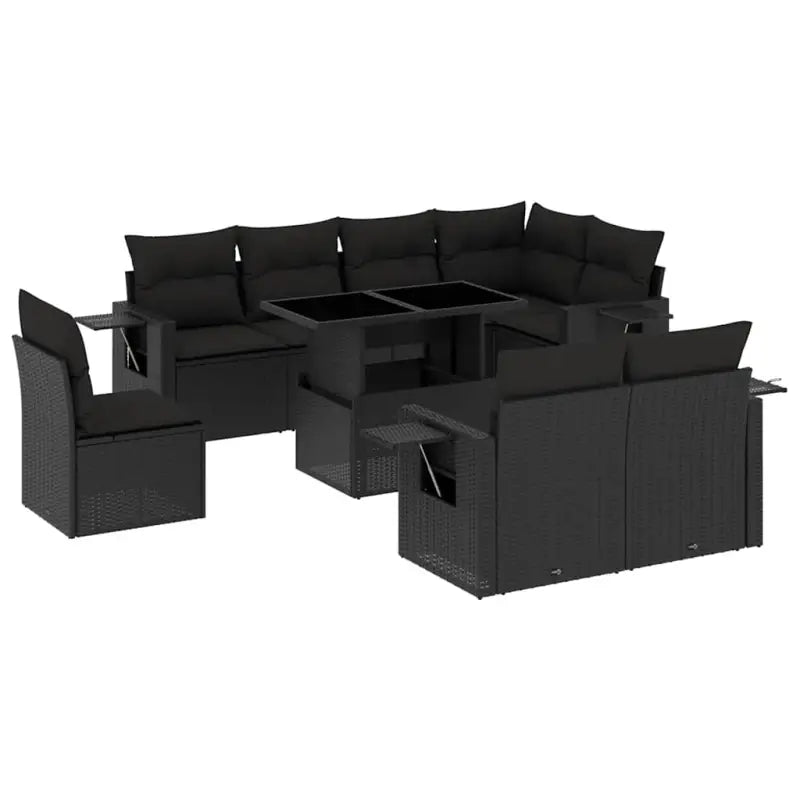 Zwarte loungeset van gepoedercoat staal voor tuin en terras - Tuinsets