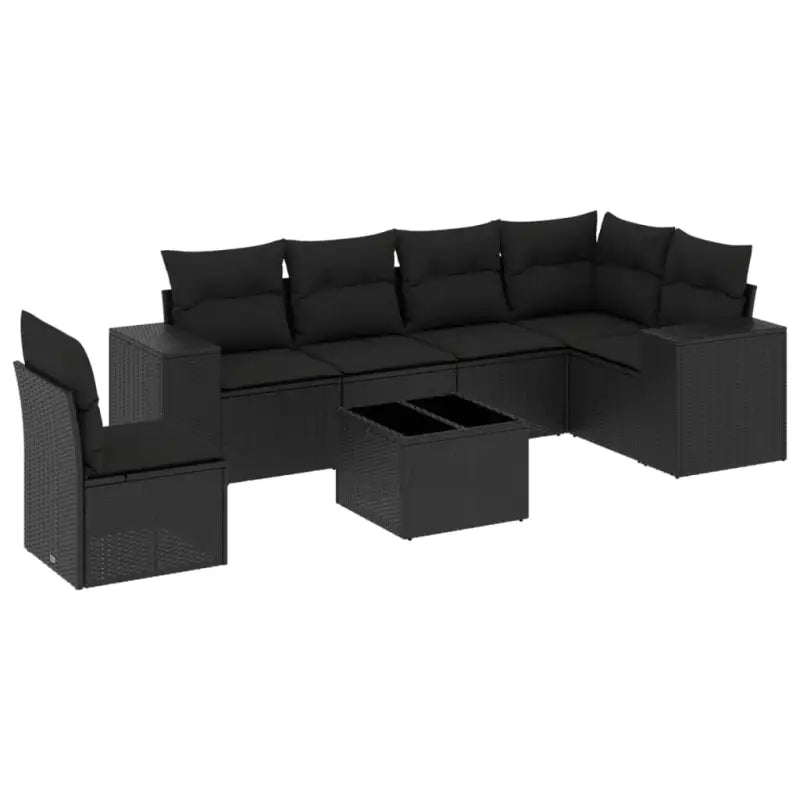 Zwarte loungeset van gepoedercoat staal voor tuin en terras - Tuinsets