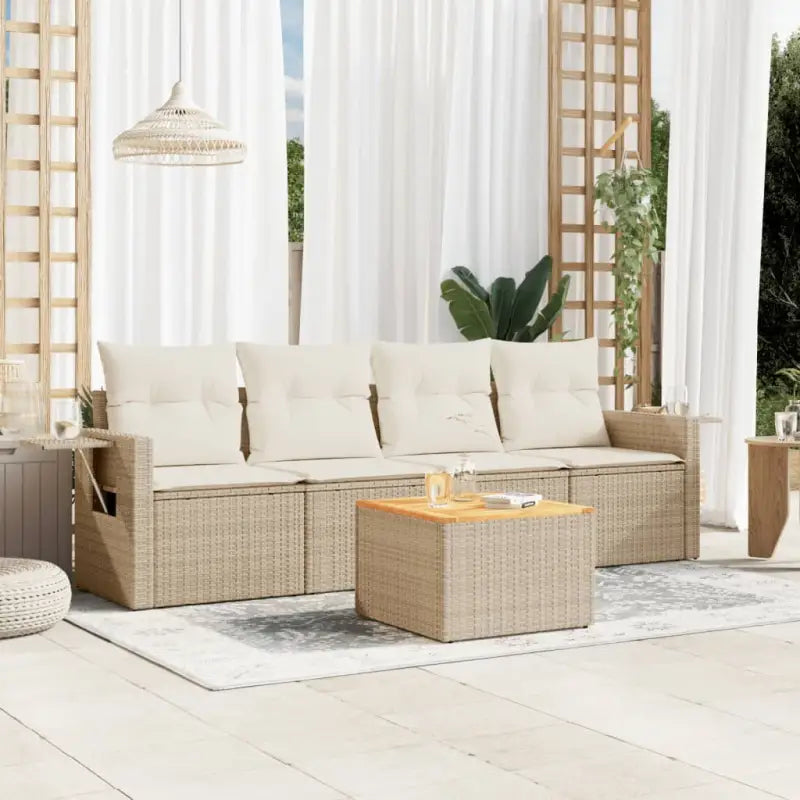 Zwarte loungeset van gepoedercoat staal voor tuin of terras - Beige - Tuinsets