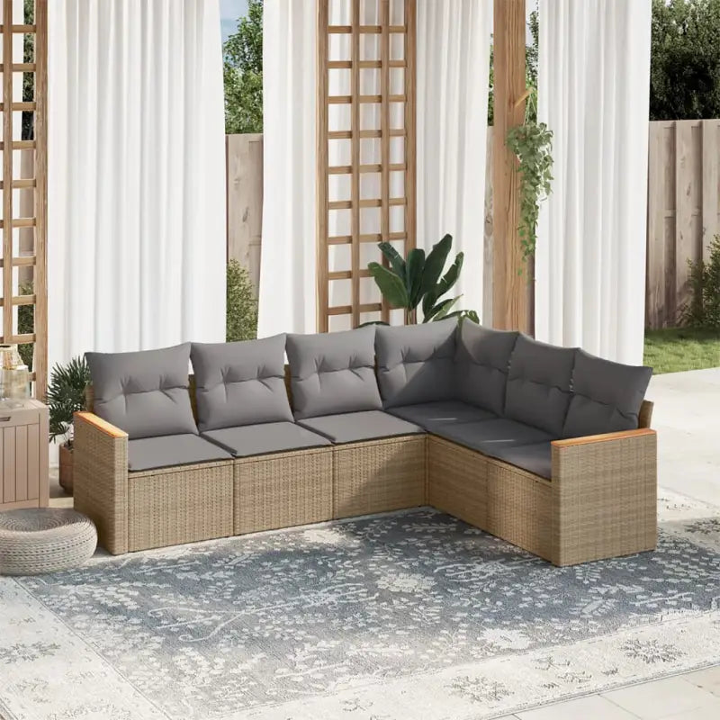 Zwarte loungeset van gepoedercoat staal voor tuin of terras - Gemengd beige / Zonder tafel - Tuinsets