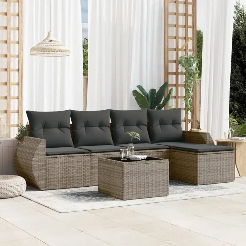 Zwarte loungeset van gepoedercoat staal voor tuin of terras - Grijs / Zonder tafel - Tuinsets