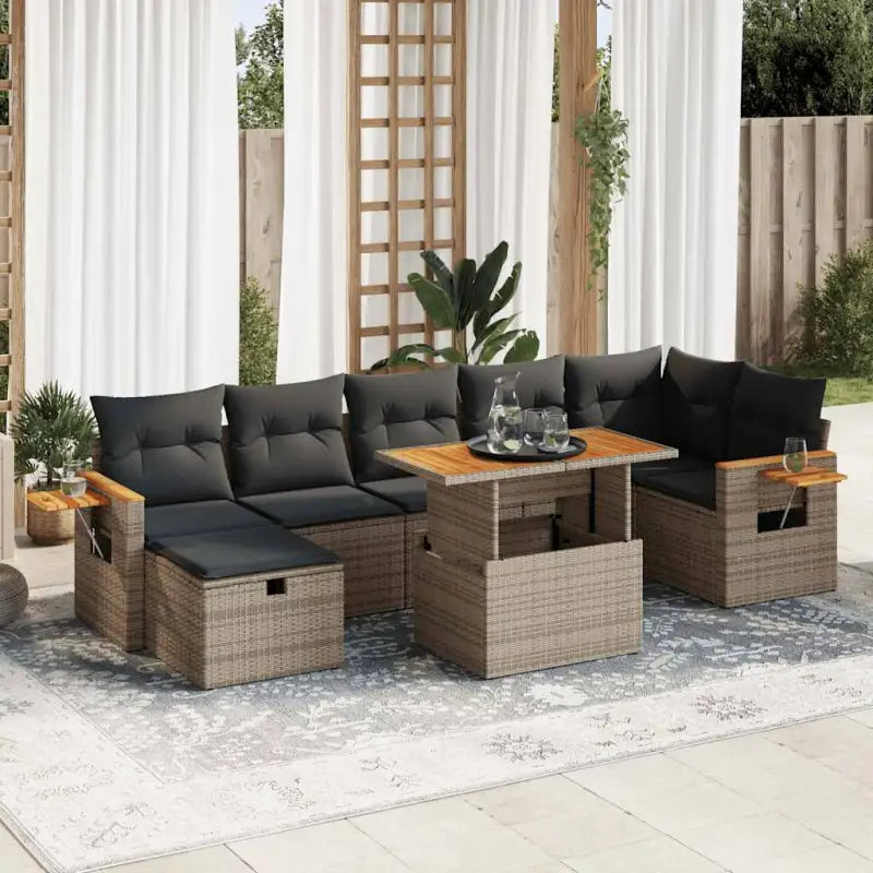 Zwarte loungeset van gepoedercoat staal voor tuin of terras - Grijs / met opbergruimte - Tuinsets
