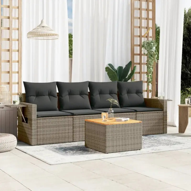 Zwarte loungeset van gepoedercoat staal voor tuin of terras - Grijs - Tuinsets