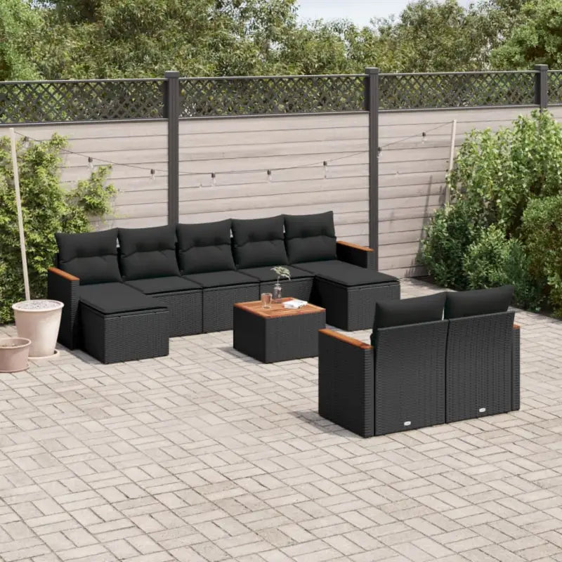 Zwarte loungeset van gepoedercoat staal voor tuin of terras - Tuinsets