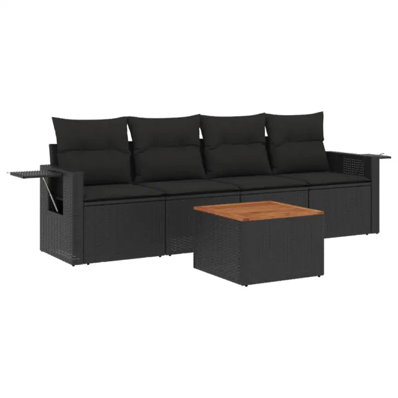 Zwarte loungeset van gepoedercoat staal voor tuin of terras - Tuinsets