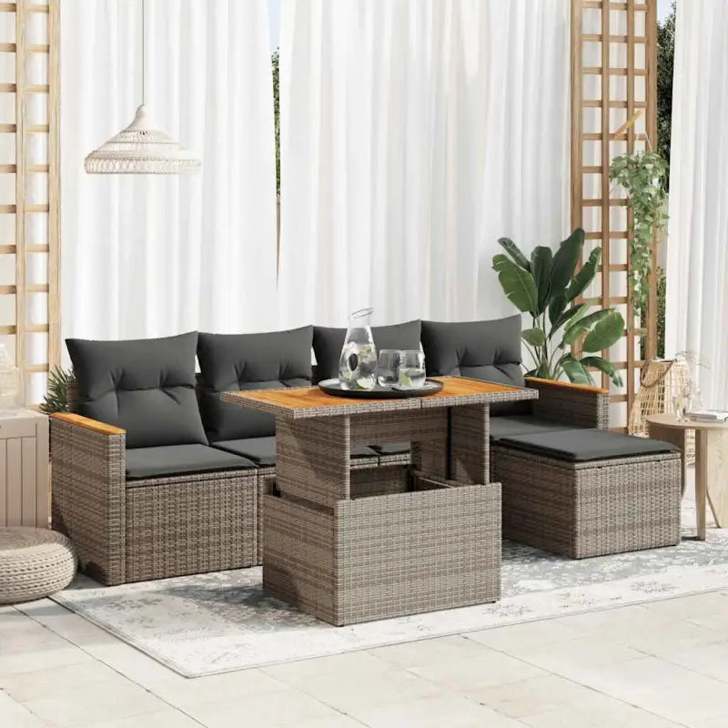 Zwarte loungeset van gepoedercoated staal voor uw tuin of terras - Grijs / met opbergruimte - Tuinsets