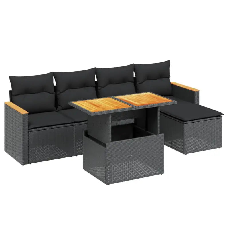 Zwarte loungeset van gepoedercoated staal voor uw tuin of terras - Tuinsets
