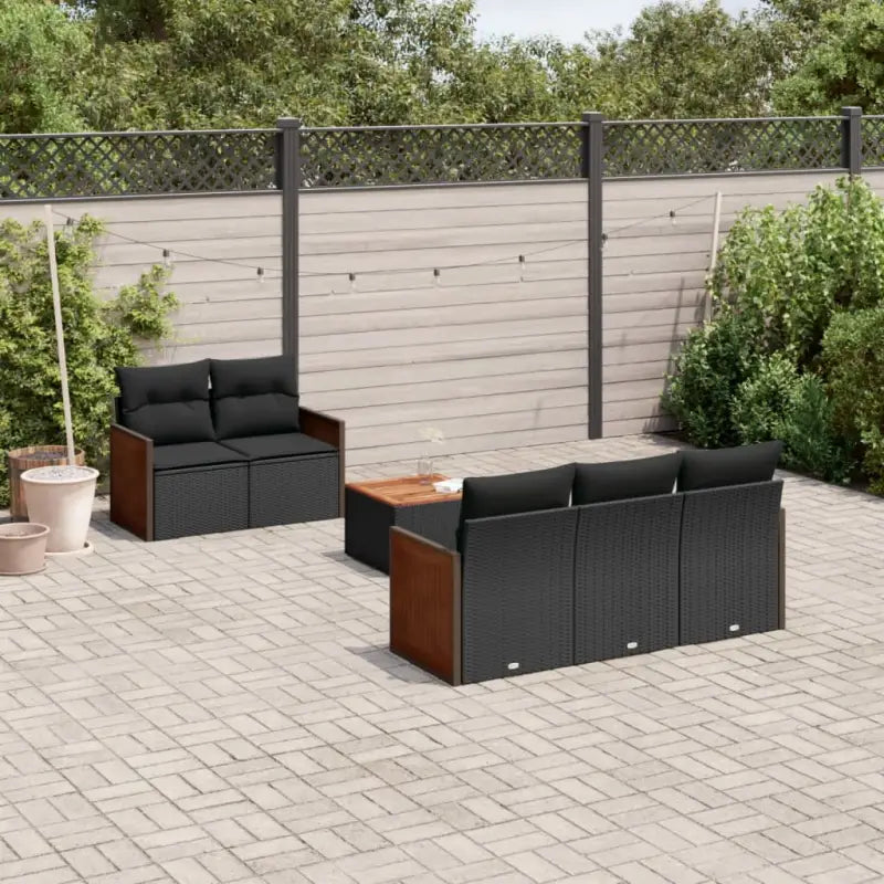 Zwarte loungeset van poly rattan met gepoedercoat staal en ruime afmetingen - Zwart - Tuinsets