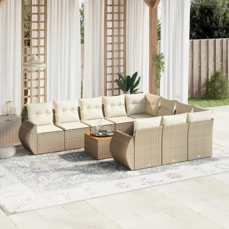 Zwarte loungestoel van gepoedercoat staal met ruime afmetingen - beige en crèmekleurig / 6x midden + 2x hoek + Tafel