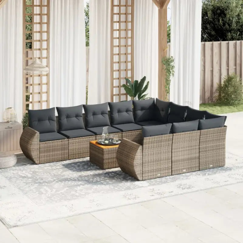 Zwarte loungestoel van gepoedercoat staal met ruime afmetingen - grijs en donkergrijs / 6x midden + 2x hoek + Tafel