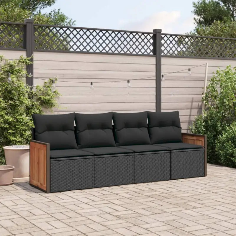 Zwarte poly rattan loungeset met waterdichte zak voor tuin of terras - Zwart / Zonder tafel - Tuinsets