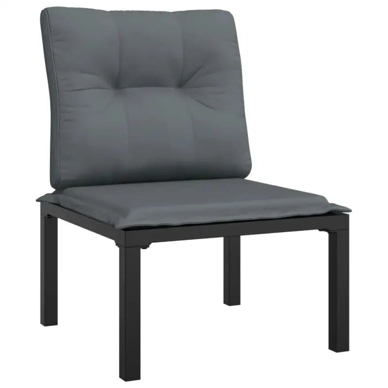 Zwarte tuin loungeset met gepoedercoat staal en weerbestendig PE-rattan - Tuinsets