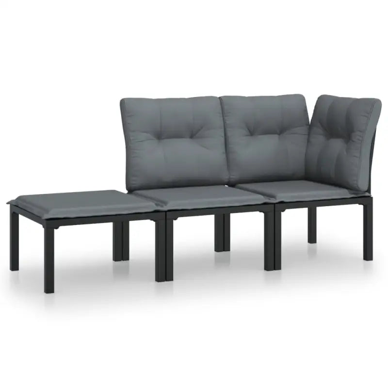 Zwarte tuin loungeset met gepoedercoat staal en weerbestendig PE-rattan - Tuinsets