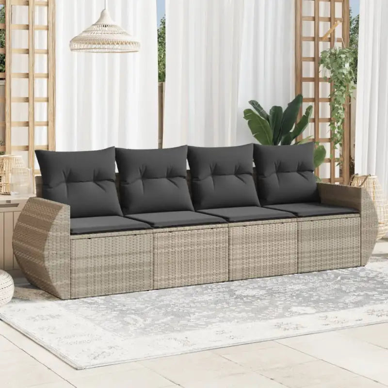 Zwarte tuin loungeset met waterdichte tas en gepoedercoat staal - Lichtgrijs / Zonder tafel - Tuinsets