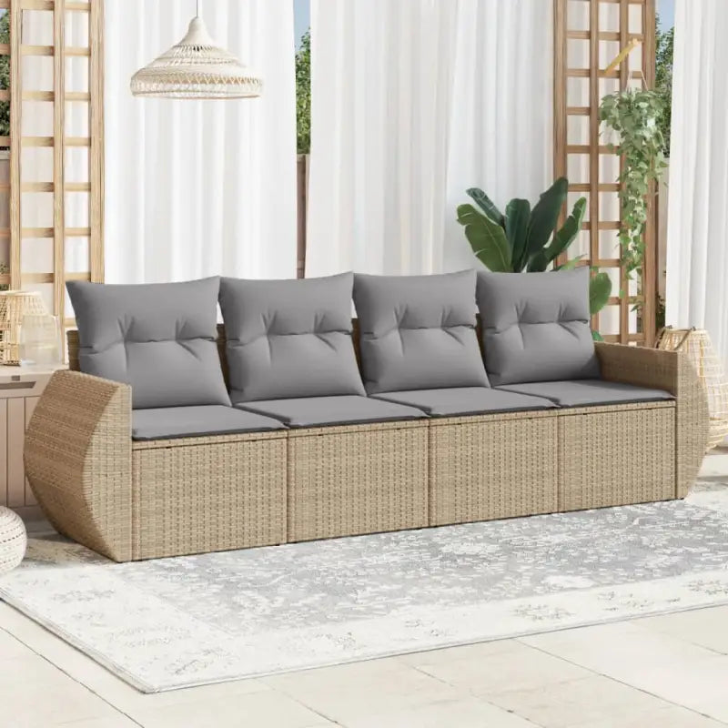 Zwarte tuin loungeset met waterdichte tas en gepoedercoat staal - Beige en grijs / Zonder tafel - Tuinsets
