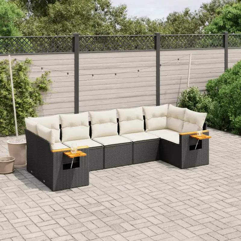Zwarte tuin loungeset met waterdichte tas en gepoedercoat staal - Zwart en crème - Tuinsets
