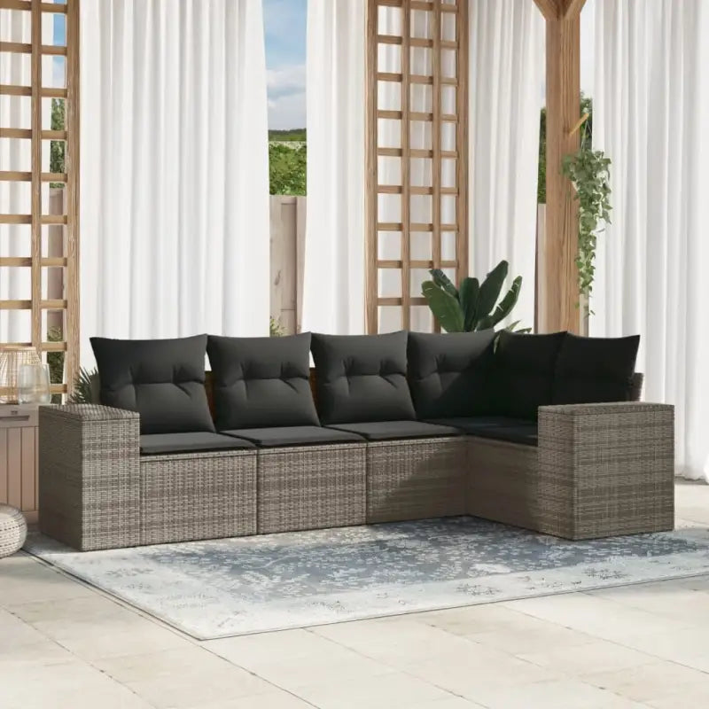 Zwarte tuin loungeset met waterdichte zak en gepoedercoat staal afmetingen - Grijs / Zonder tafel - Tuinsets