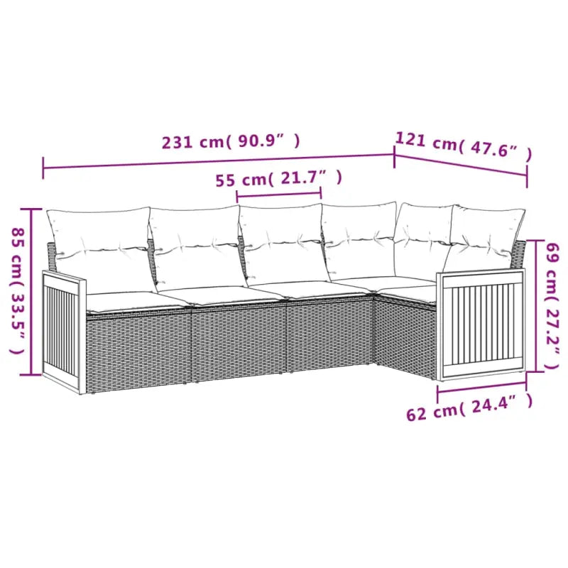 Zwarte tuin loungeset met waterdichte zak en gepoedercoat staal - Tuinsets