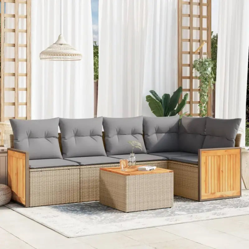 Zwarte tuin loungeset met waterdichte zak en gepoedercoat staal - Beige en grijs / Met tafel - Tuinsets