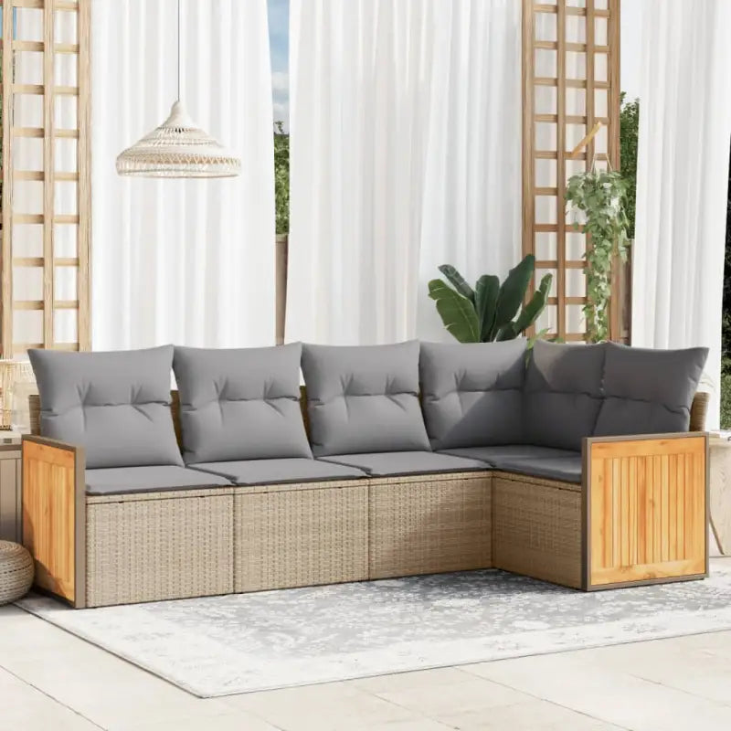 Zwarte tuin loungeset met waterdichte zak en gepoedercoat staal - Beige en grijs / Zonder tafel - Tuinsets