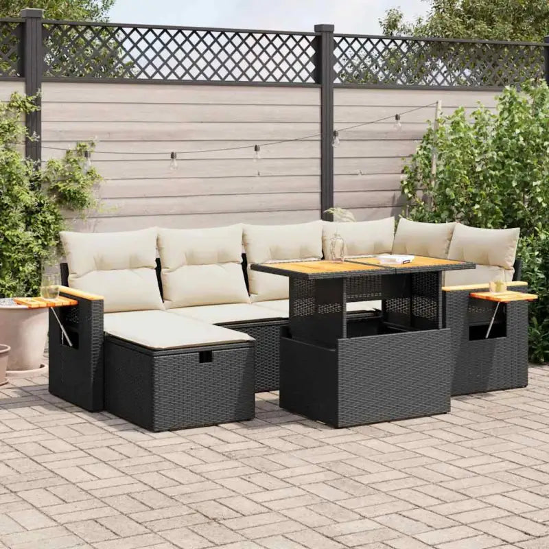 Zwarte tuin loungeset van gepoedercoat staal met mooie afmetingen - Zwart en crème / met opbergruimte - Tuinsets