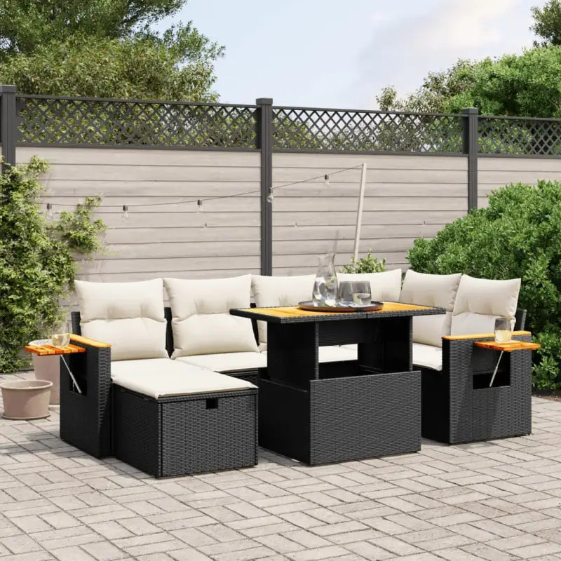 Zwarte tuin loungeset van gepoedercoat staal met mooie afmetingen - Zwart en crème / zonder opbergruimte - Tuinsets