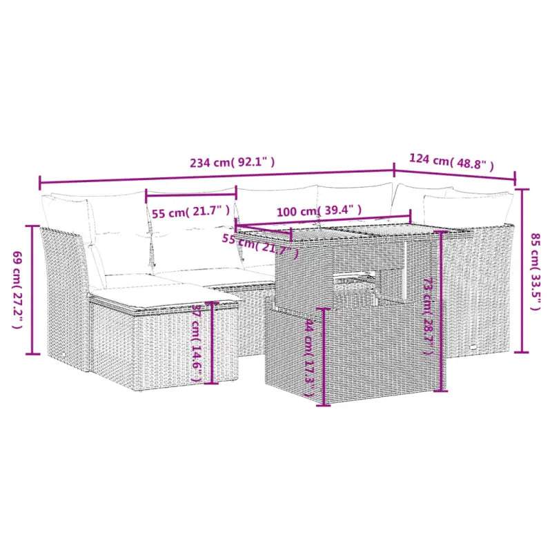 Zwarte tuin loungeset van gepoedercoat staal met stijlvolle afmetingen - Tuinsets
