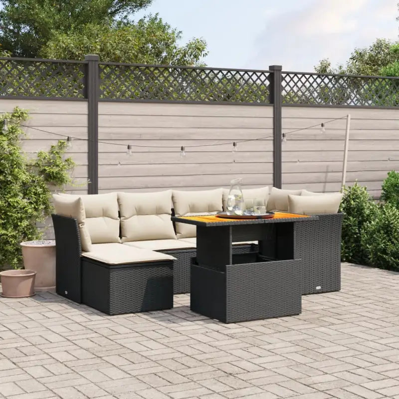 Zwarte tuin loungeset van gepoedercoat staal met stijlvolle afmetingen - Zwart en crème / zonder opbergruimte - Tuinsets