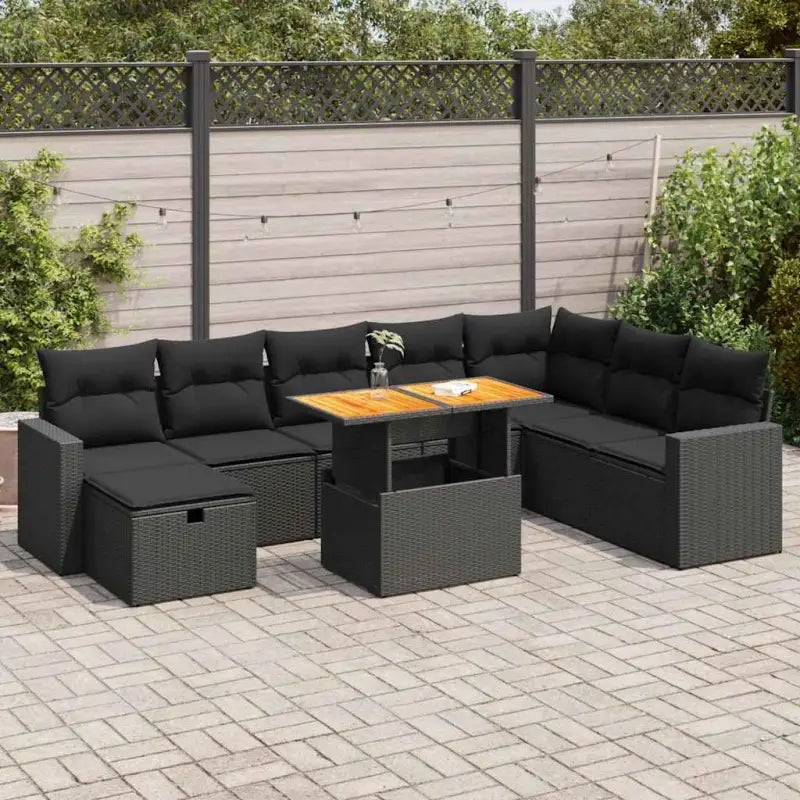 Zwarte tuinhasset met gepoedercoat staal voor comfortabel buiten genieten - Zwart / met opbergruimte - Tuinsets