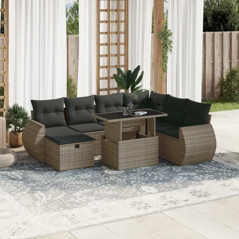 Zwarte tuiniszet met gepoedercoat staal voor buitenplezier - Grijs / Met tafel - Tuinsets