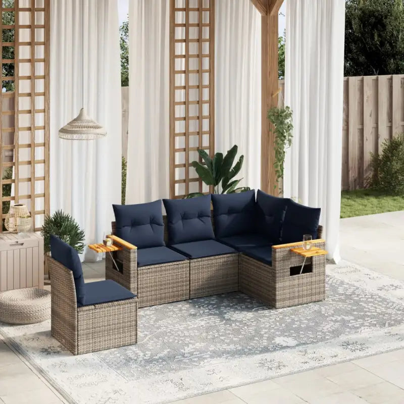 Zwarte tuinset met gepoedercoat staal en comfortabele afmetingen zitting - Grijs / Zonder tafel - Tuinsets